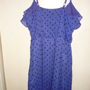 RUE 21 Royal Blue Black Polka Dot Mini Dress Spaghetti Straps Adjustable